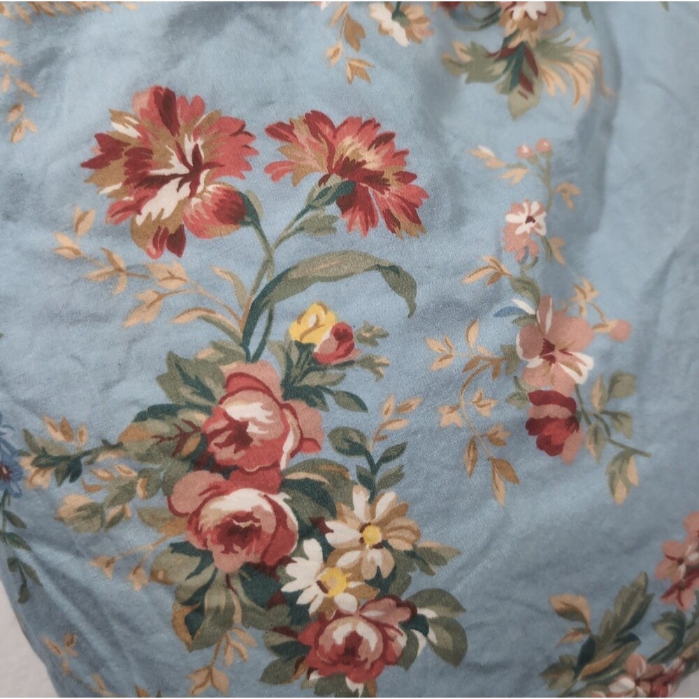 Vintage Ralph Lauren Yvette Full Double Fitted Sheet Blue Cottage Floral